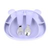 Силіконовий набір дитячого посуду "Ведмеді" з кришкою та металевими приборами - Lilac