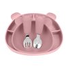 Силіконовий набір дитячого посуду "Ведмеді" з кришкою та металевими приборами - Pale Mauve