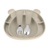 Силіконовий набір дитячого посуду "Ведмеді" з кришкою та металевими приборами - Vanilla