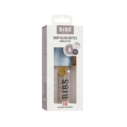 Скляна дитяча пляшечка BIBS Baby Glass Bottle повний комплект 110 мл - Baby Blue - Зображення 2