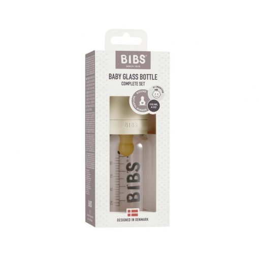 Скляна дитяча пляшечка BIBS Baby Glass Bottle повний комплект 110 мл - Ivory - Зображення 2