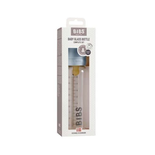 Скляна дитяча пляшечка BIBS Baby Glass Bottle повний комплект 225 мл - Baby Blue - Зображення 2
