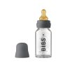 Скляна дитяча пляшечка BIBS Baby Glass Bottle повний комплект 110 мл - Iron
