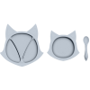 Силіконовий набір дитячого посуду "Лисички" (секція, миска, ложка) - Light Grey