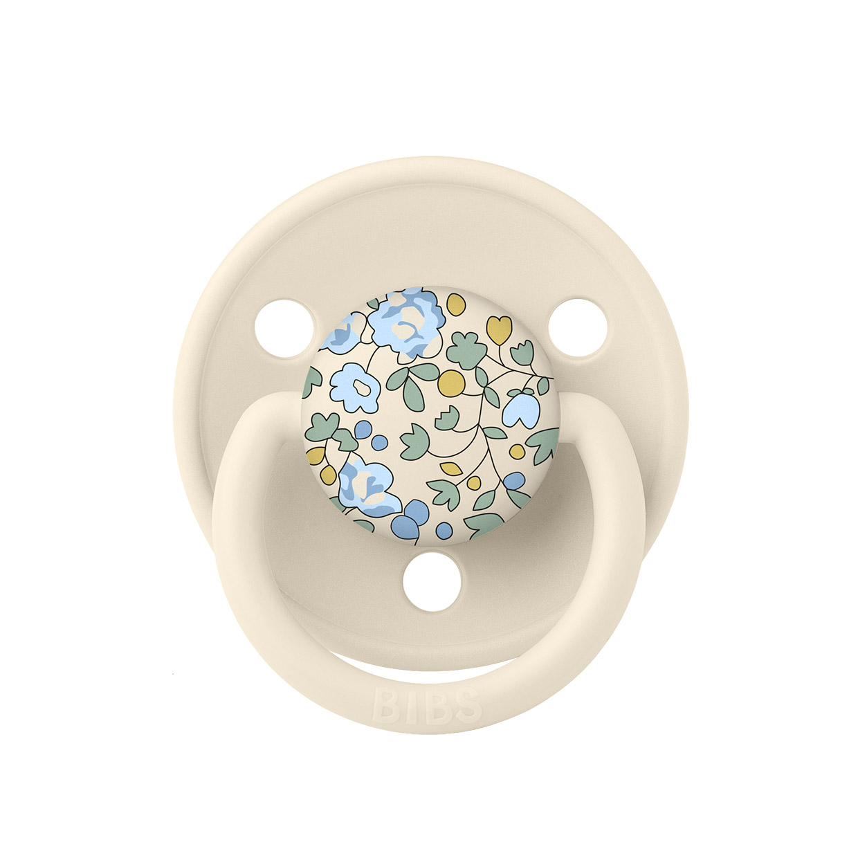 Пустушка BIBS x Liberty De Lux Silicone Round (кругла) Onesize – Eloise Baby Blue / Ivory Mix (2  в упаковці) - Зображення 3