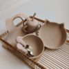 Силіконовий набір дитячого посуду для годування "Котики" (6 предметів) - Vanilla
