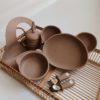 Силіконовий набір дитячого посуду для годування "Панди" (6 предметів) - Cappuccino
