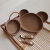 Силіконовий набір дитячого посуду для годування "Панди" (4 предмети) - Cappuccino