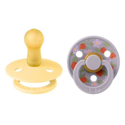 Пустушка BIBS x Liberty Colour Latex Round (кругла) Strawberries and Cream – Pale Butter Mix (2 в упаковці) - Зображення 2