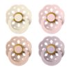 Соски пустушки BIBS Boheme Latex Round (круглі) 4 PACK – Ivory/Blush/Blossom/Dusky Lilac - 0-6 міс.