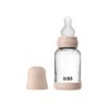 Скляна дитяча пляшечка BIBS Glass Baby Bottle Round Silicone 1 pack 120 мл Slow Flow - Blush