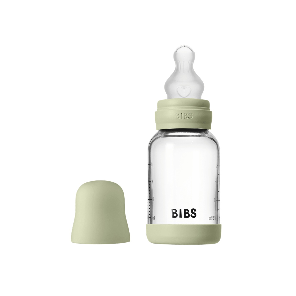 Скляна дитяча пляшечка BIBS Glass Baby Bottle Round Silicone 1 pack 120 мл Slow Flow - Sage