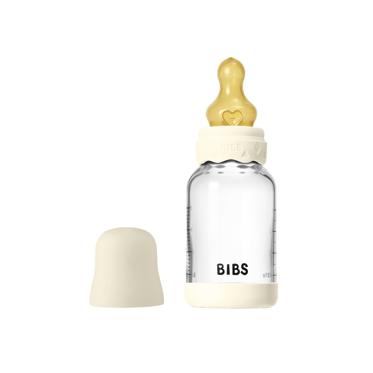 Скляна дитяча пляшечка BIBS Glass Boheme Baby Bottle Round Latex 1 pack 120 мл Slow Flow - Ivory