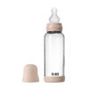 Скляна дитяча пляшечка BIBS Glass Baby Bottle Round Silicone 1 pack 240 мл Medium Flow (середній потік) - Blush