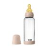 Скляна дитяча пляшечка BIBS Glass Baby Bottle Round Latex 1 pack 240 мл Medium Flow (середній потік) - Blush