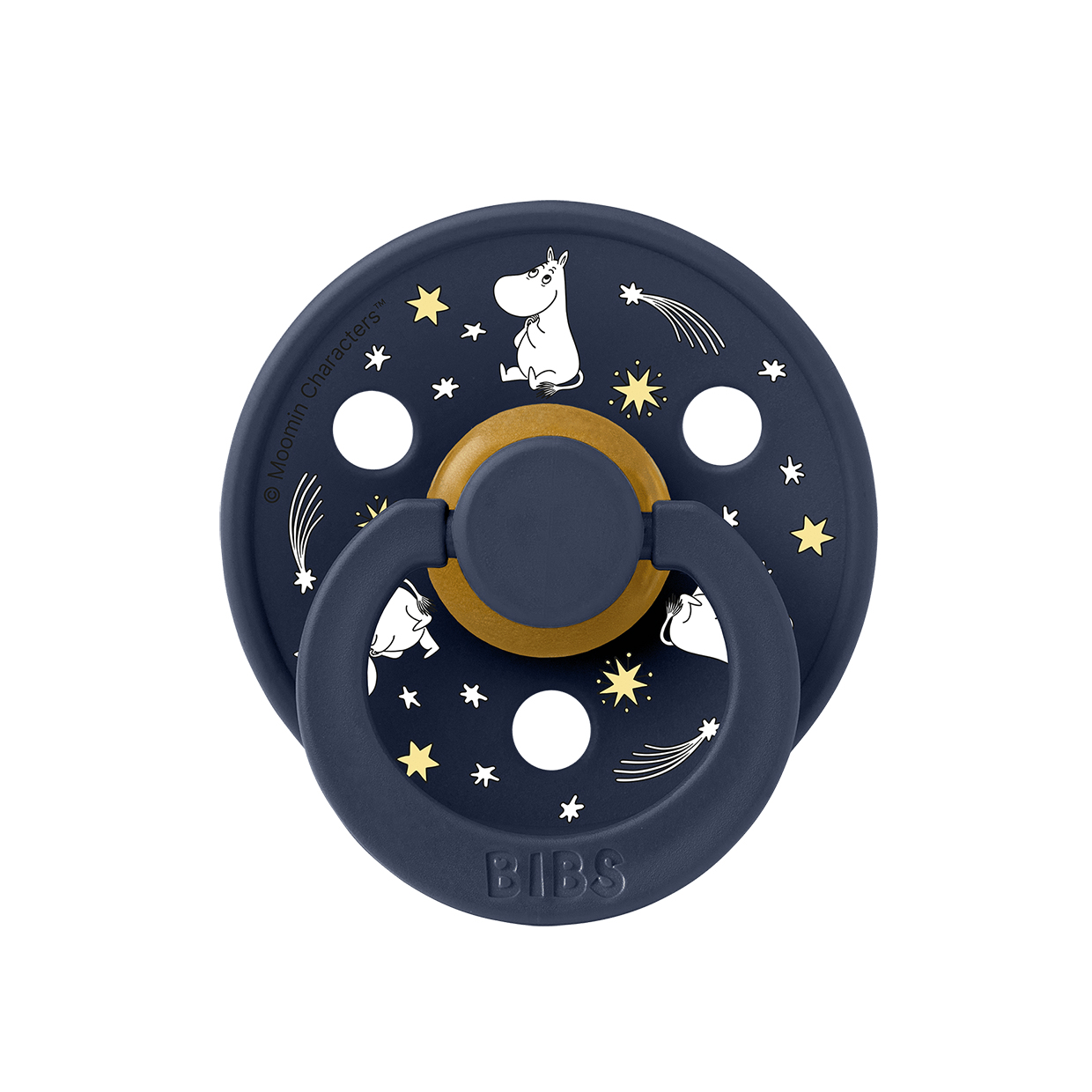 Пустушка BIBS x Moomins Colour Latex Round (кругла) Good Night Friends – Deep Space