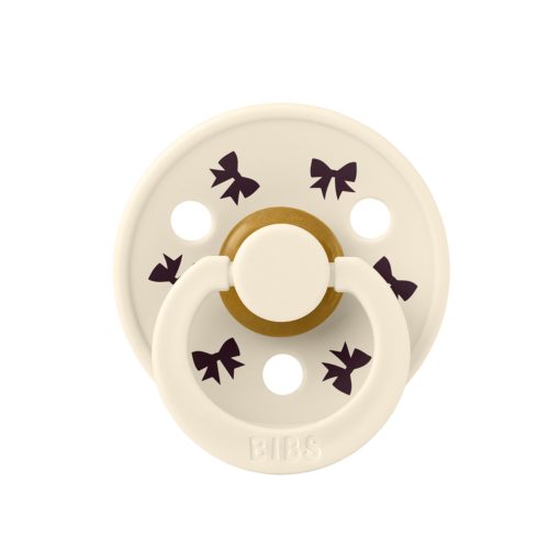 Пустушка BIBS Pacifier Colour Holiday Bow Latex Round (кругла) – Ivory Plum