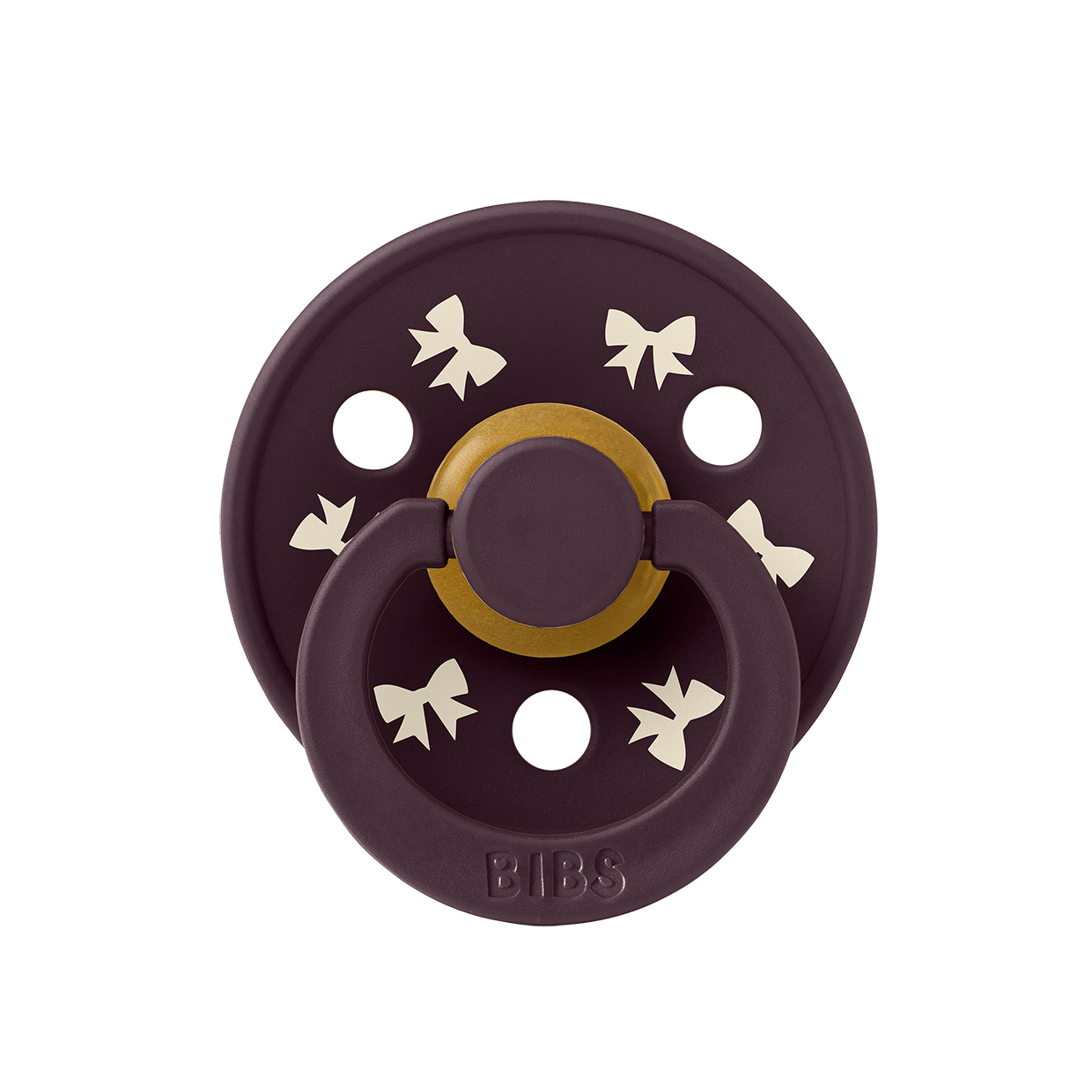 Пустушка BIBS Pacifier Colour Holiday Bow Latex Round (кругла) – Plum Ivory