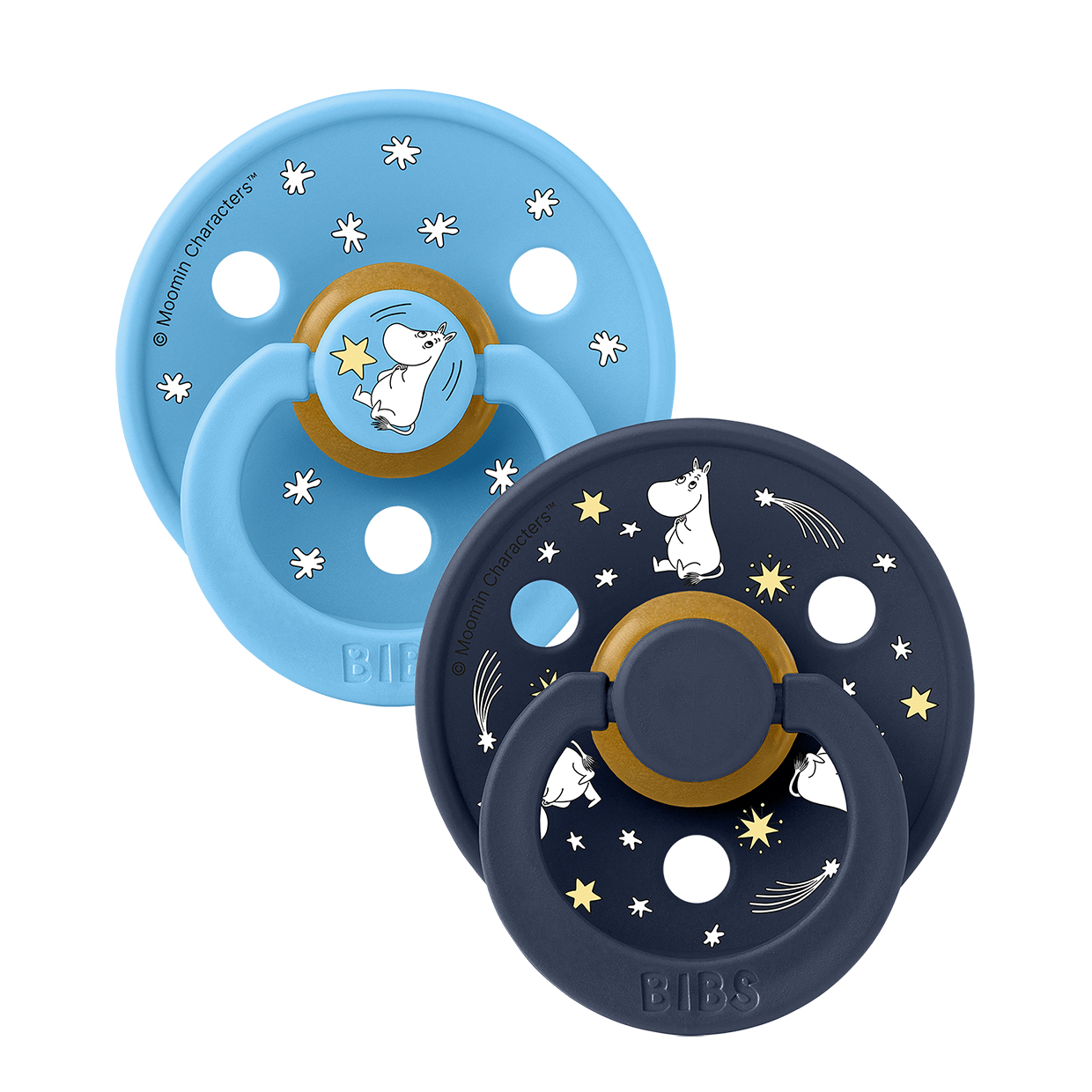 Пустушка Bibs x Moomin Colour Latex Round (кругла) Good Night – Breeze mix (2 в упаковці) - 0-6 міс.