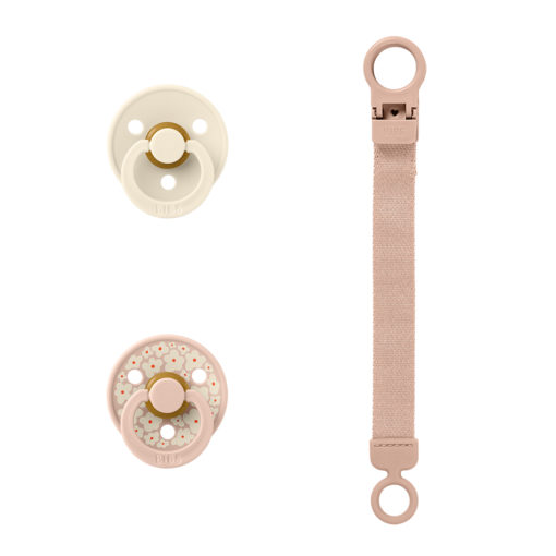 Подарунковий набір пустушки та тримач для соски BIBS Colour Pacifier & Loop Clip Gift Set Latex – Blush - Зображення 2