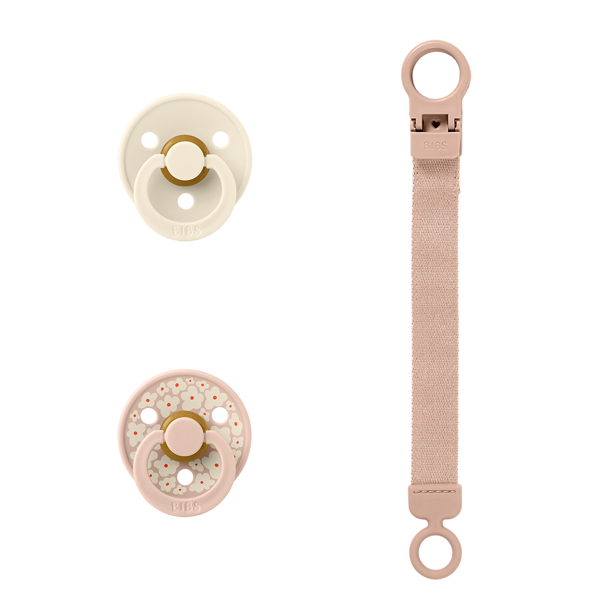 Подарунковий набір пустушки та тримач для соски BIBS Colour Pacifier & Loop Clip Gift Set Latex – Blush - Зображення 2