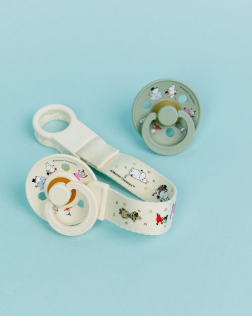 Подарунковий набір пустушки та тримач для соски Bibs x Moomins Colour Pacifier & Loop Clip Gift Set Latex - Ivory/Sage - Зображення 4