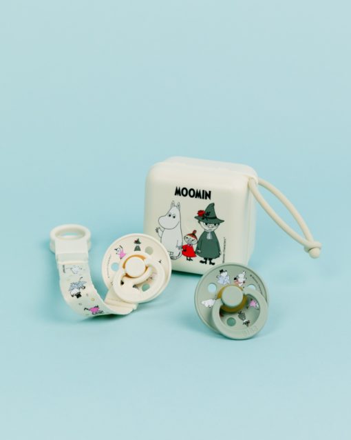 Подарунковий набір пустушки та тримач для соски Bibs x Moomins Colour Pacifier & Loop Clip Gift Set Latex - Ivory/Sage - Зображення 3
