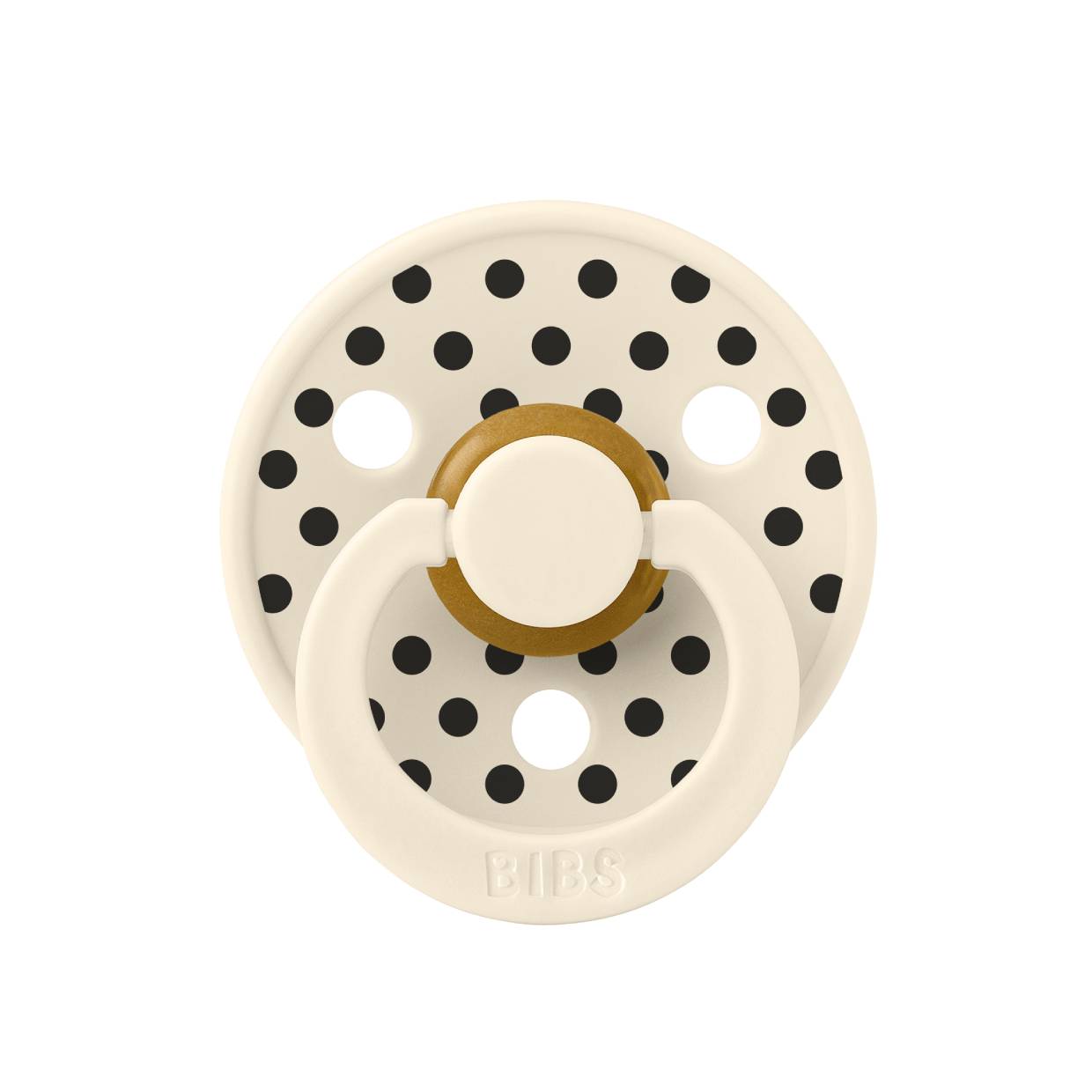 Пустушка BIBS Studio Colour Polka Small Latex Round (кругла) – Ivory / Black