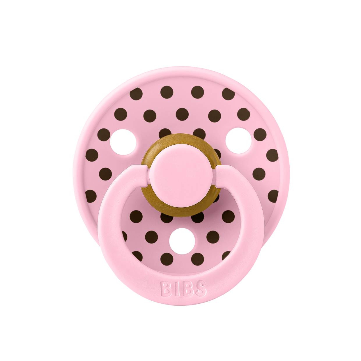 Пустушка BIBS Studio Colour Polka Small Latex Round (кругла) – Baby Pink Mocha
