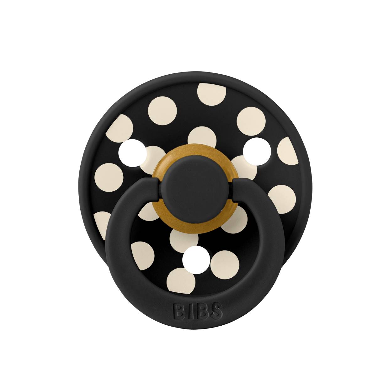 Пустушка BIBS Studio Colour Polka Big Latex Round (кругла) – Black / Ivory