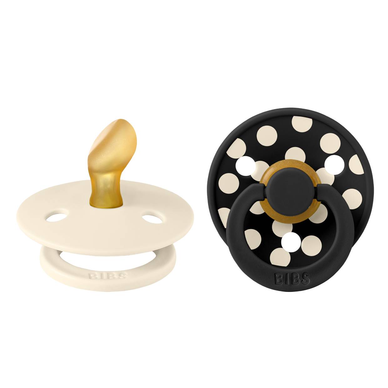 Пустушка BIBS Studio Colour 2 PACK Polka Latex Anatomical (анатомічна) – Ivory / Black - Зображення 2