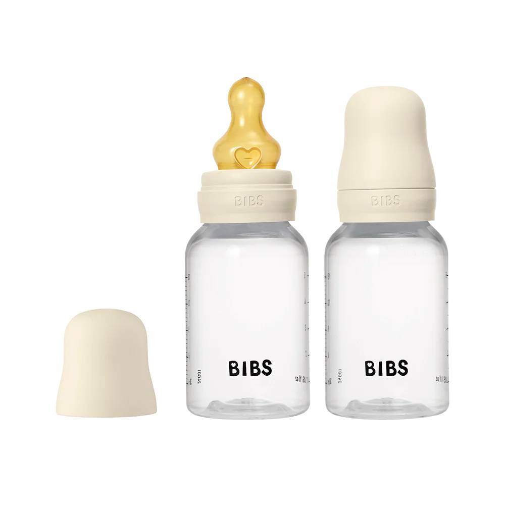 Набір дитячих пляшечок BIBS Baby Bottle Round Latex 2 шт. в упаковці 150 ml повільний потік - Ivory