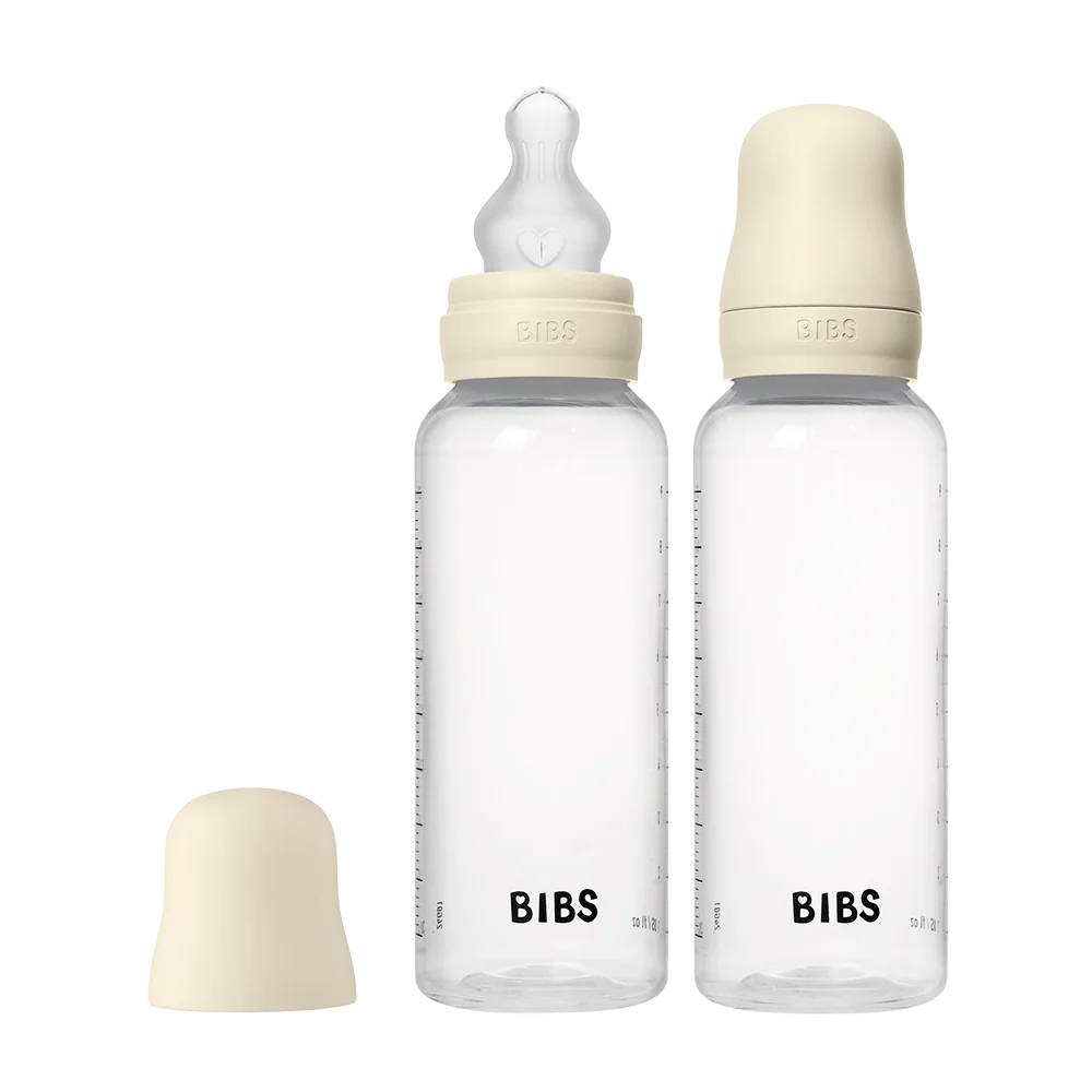 Набір дитячих пляшечок BIBS Baby Bottle Round Silicone 2 шт. в упаковці 270 ml середній потік - Ivory