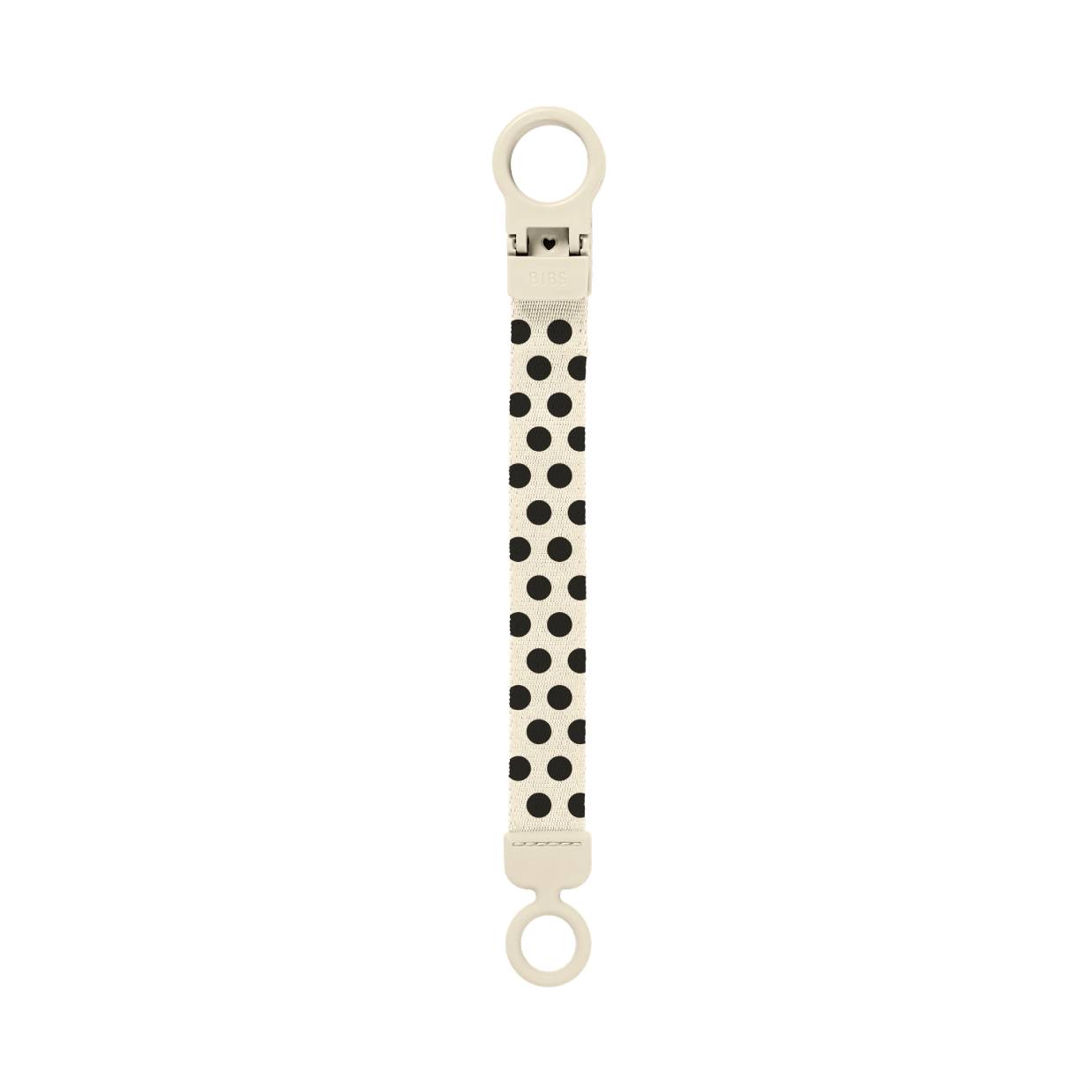 Тримач-стрічка для пустушки з петлею BIBS Studio Pacifier Clip Loop Polka – Ivory / Black - Зображення 2