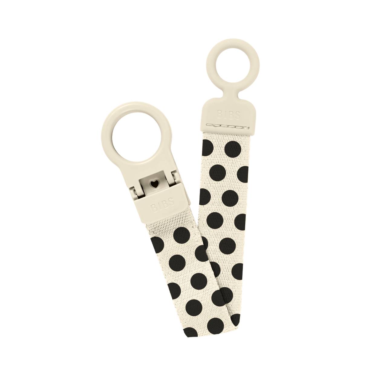 Тримач-стрічка для пустушки з петлею BIBS Studio Pacifier Clip Loop Polka – Ivory / Black
