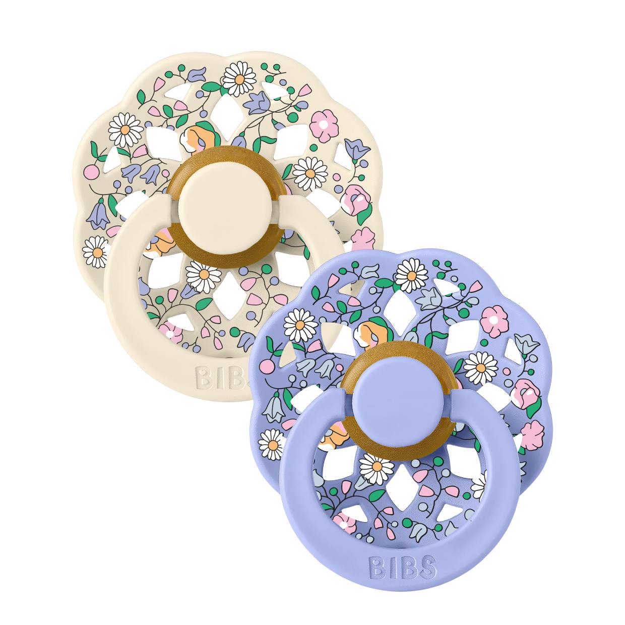 Пустушка BIBS x Liberty Boheme 2 PACK Chloe Meadow Latex Round (кругла) – Ivory Mix (2 в упаковці) - Зображення 3