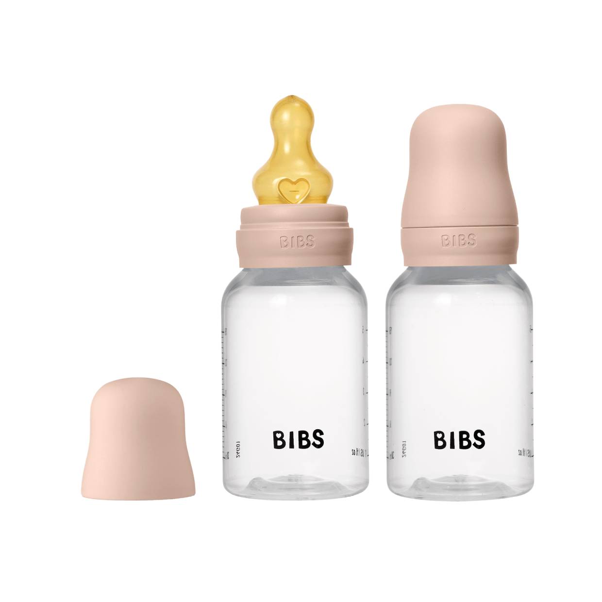 Набір дитячих пляшечок BIBS Baby Bottle Round Latex 2 шт. в упаковці 150 ml повільний потік - Blush