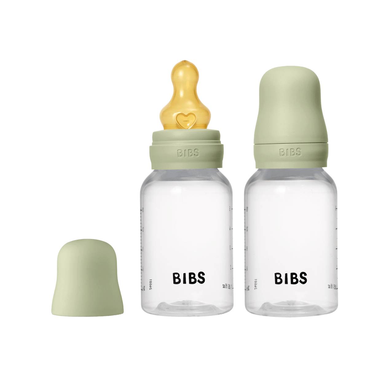 Набір дитячих пляшечок BIBS Baby Bottle Round Latex 2 шт. в упаковці 150 ml повільний потік - Sage