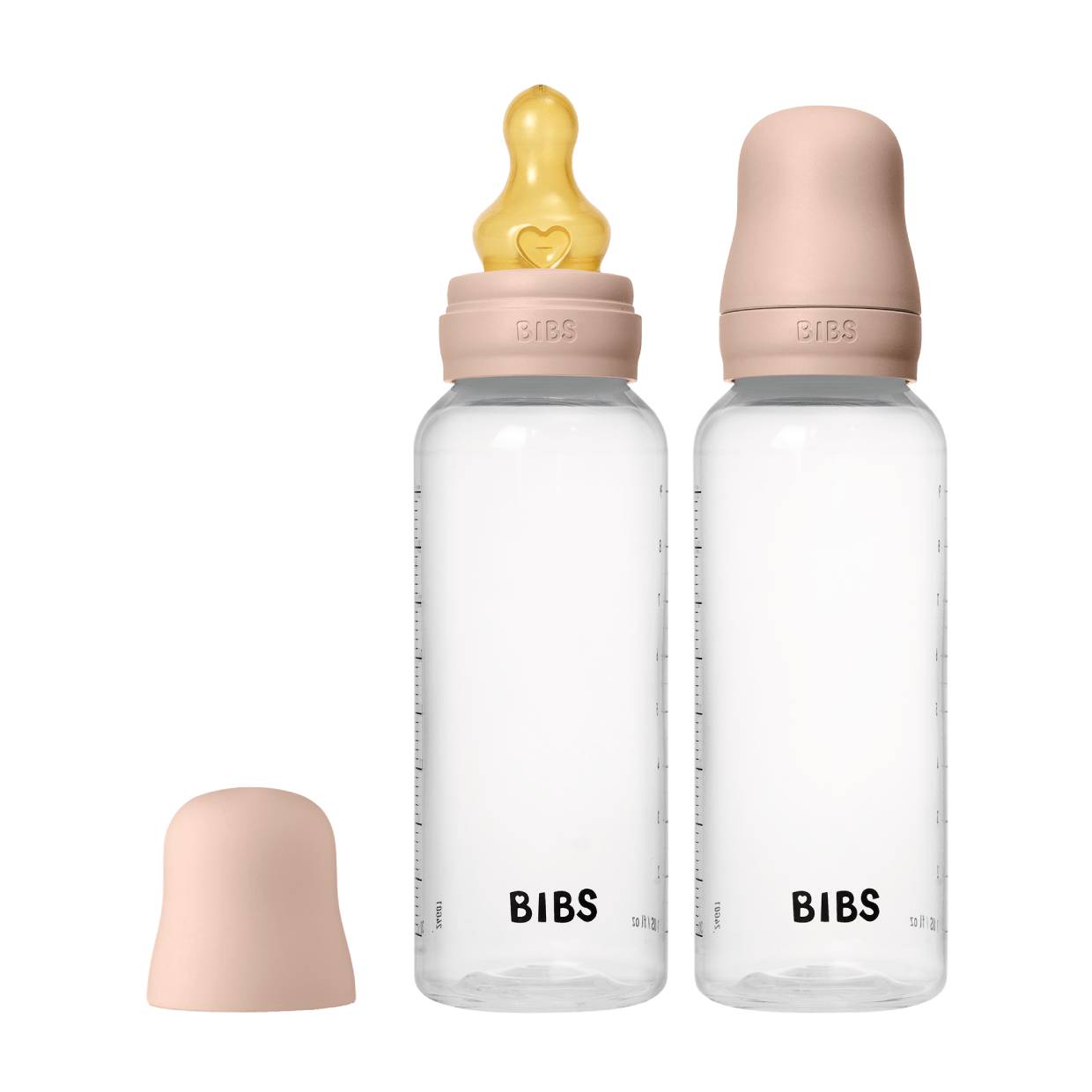 Набір дитячих пляшечок BIBS Baby Bottle Round Latex 2 шт. в упаковці  270 ml середній потік - Blush
