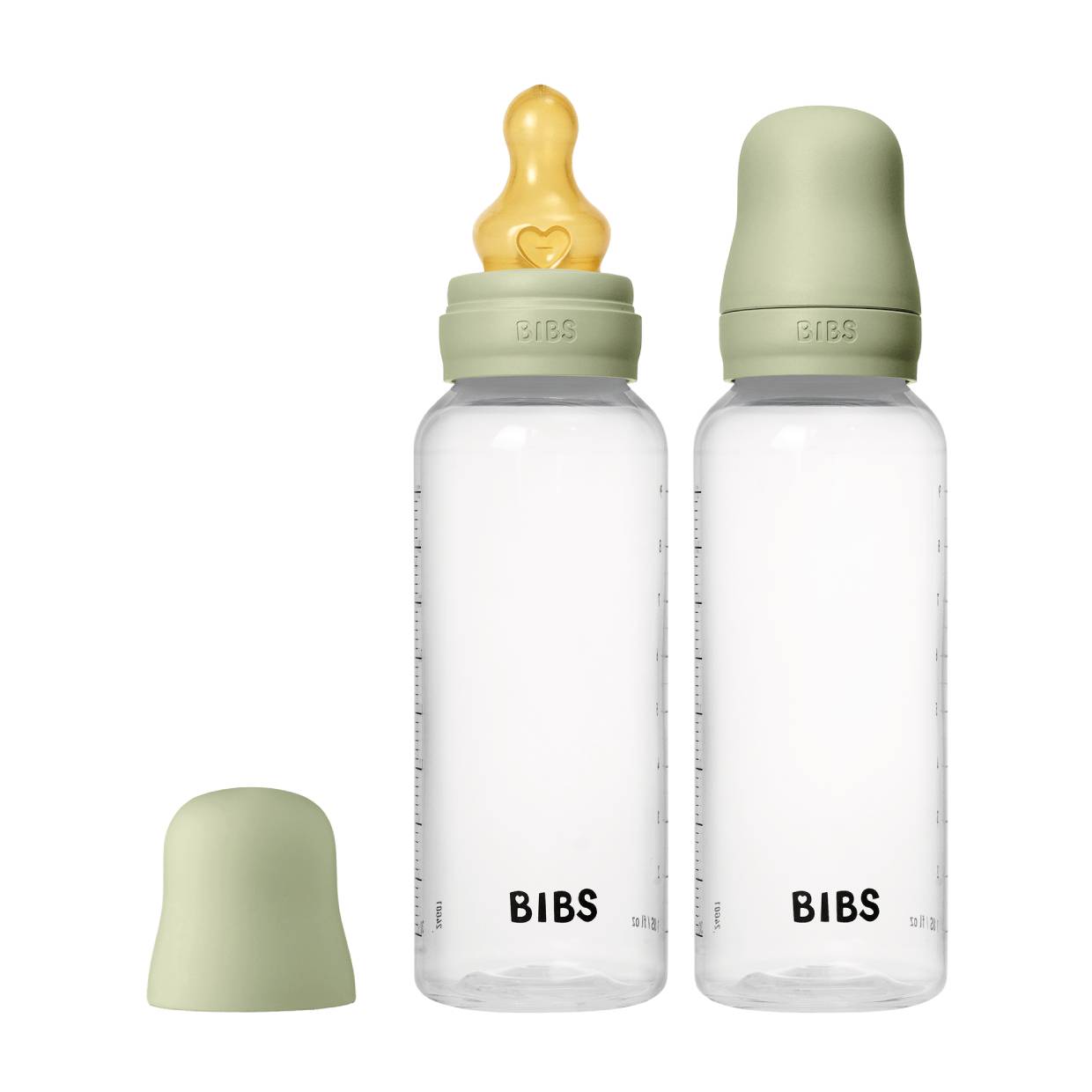 Набір дитячих пляшечок BIBS Baby Bottle Round Latex 2 шт. в упаковці  270 ml середній потік - Sage