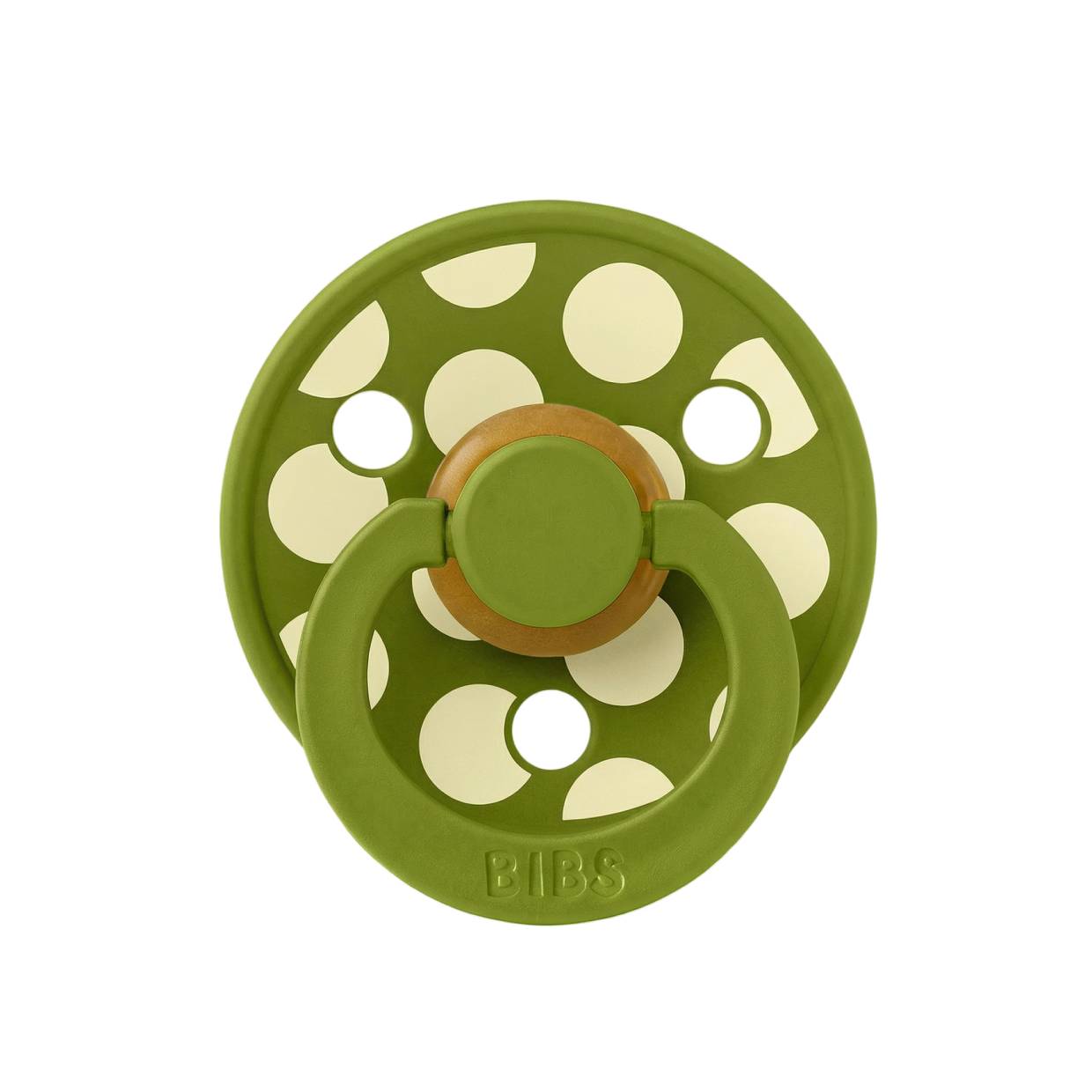 Пустушка BIBS Studio Colour Polka Mega Latex Round (кругла) – Wasabi / Luna - 0-6 міс.