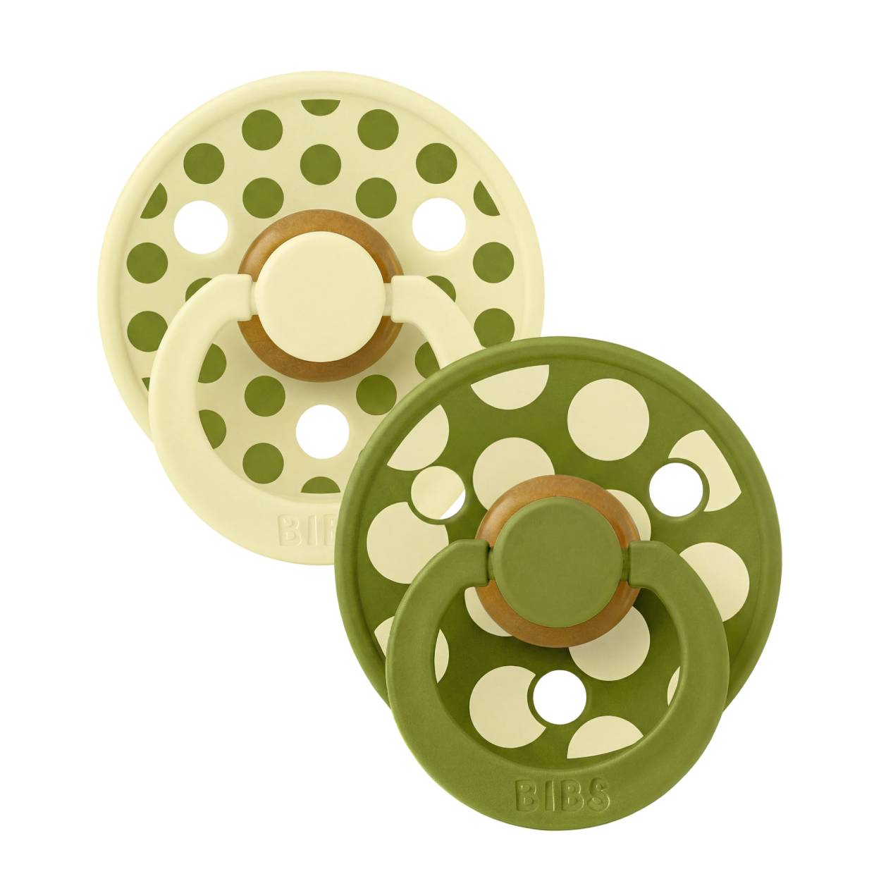 Пустушка BIBS Studio Colour 2 PACK Polka Mix Latex Round (кругла) – Luna / Wasabi