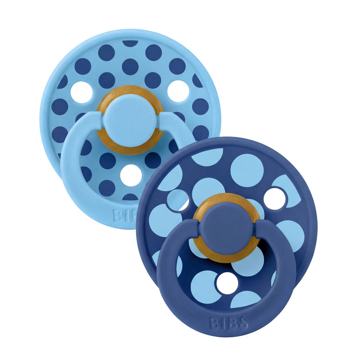 Пустушка BIBS Studio Colour 2 PACK Polka Mix Latex Round (кругла) – Breeze / Cornflower