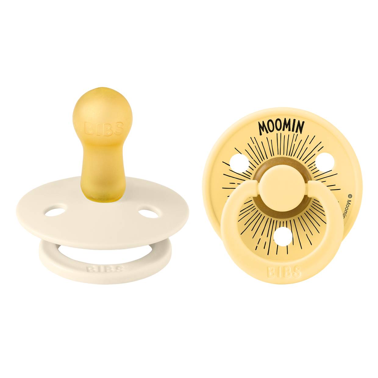 Пустушка BIBS x Moomin Colour Latex Round (кругла) Moomintroll – Ivory / Pale Butter mix (2 в упаковці) - Зображення 2