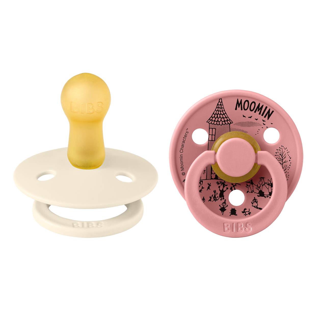 Пустушка BIBS x Moomin Colour Latex Round (кругла) Little My – Ivory / Dusty Pink mix (2 в упаковці) - Зображення 2