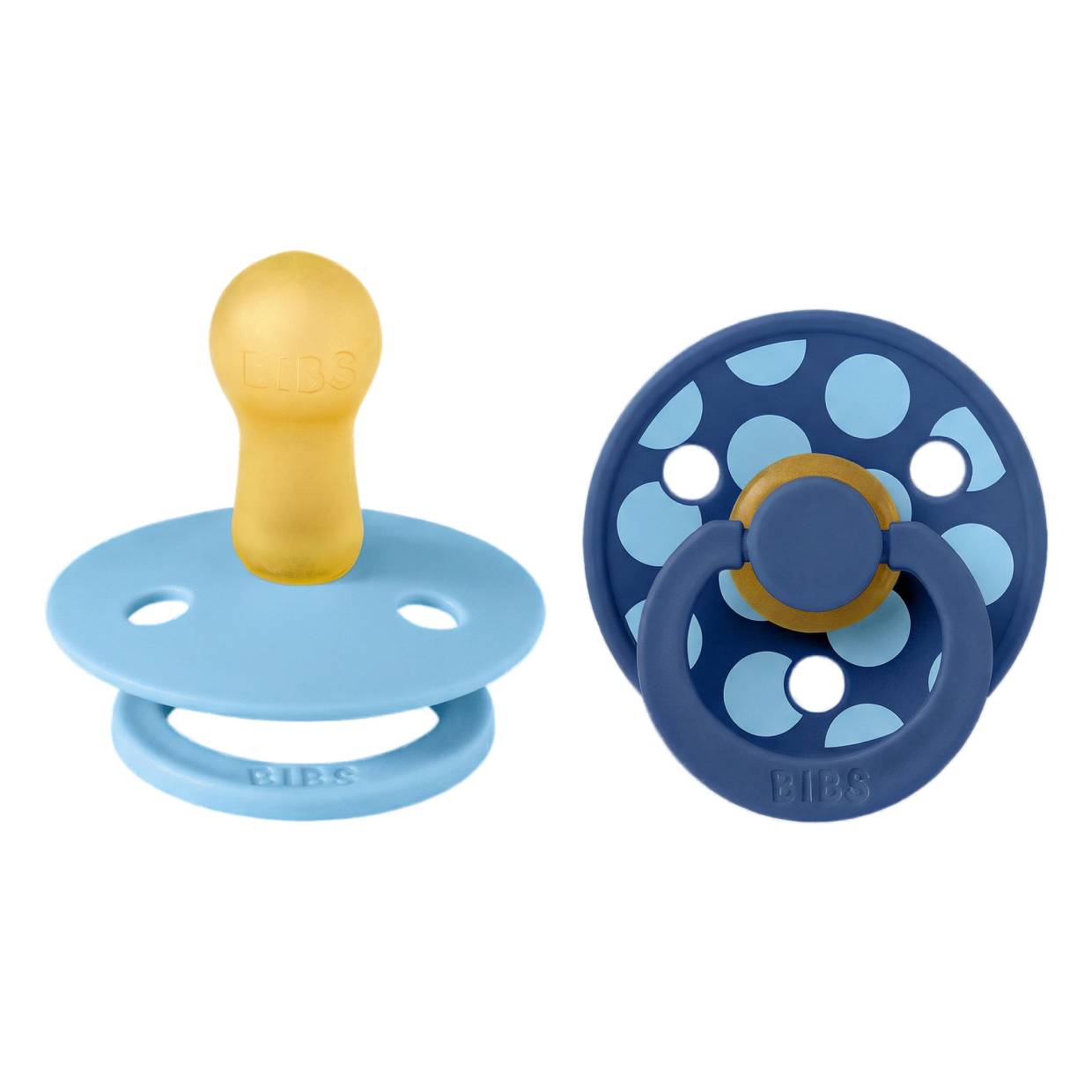 Пустушка BIBS Studio Colour 2 PACK Polka Mix Latex Round (кругла) – Breeze / Cornflower - 0-6 міс.