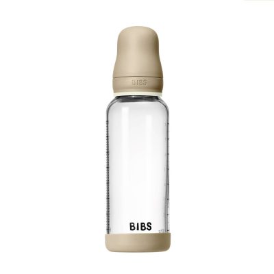 Альтернативний вигляд Скляна дитяча пляшечка BIBS Glass Baby Bottle Round Silicone 1 pack 240 мл Medium Flow (середній потік) - Vanilla GLOW