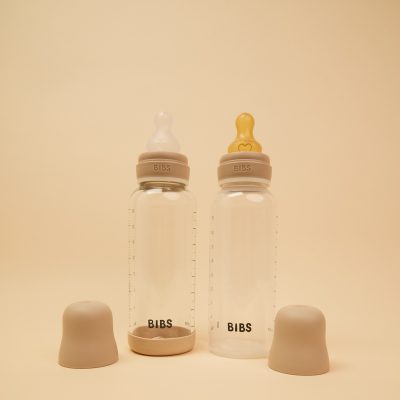 Дитяча пляшечка BIBS Baby Bottle Round Latex 270 мл Medium Flow (середній потік) - Vanilla GLOW - Зображення 4