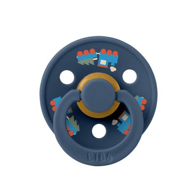 Пустушка BIBS Pacifier Colour Holiday Train Latex Round (кругла) – Steel Blue