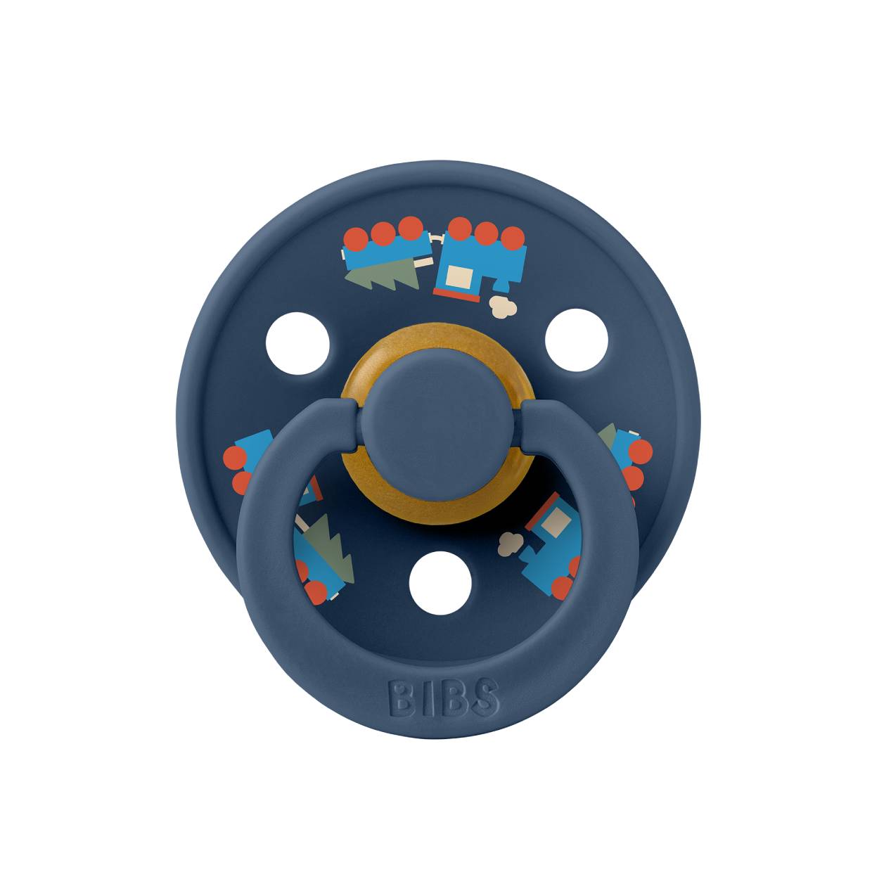 Пустушка BIBS Pacifier Colour Holiday Train Latex Round (кругла) – Steel Blue